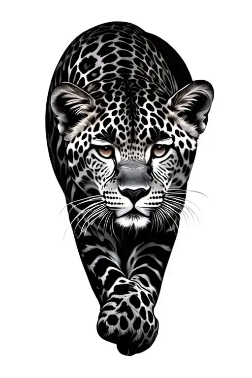 Full Leopard And Cub Resting