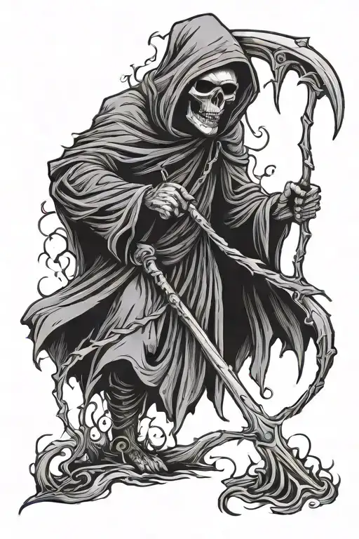 Grim Reaper Holding A Scythe