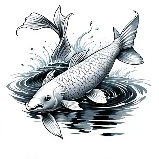 Koi Fish Swimming Up A Stream