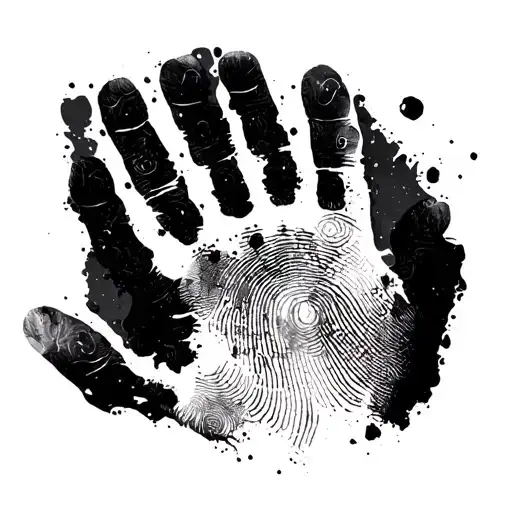 Engulfed Handprint Tattoo With Fingerprints