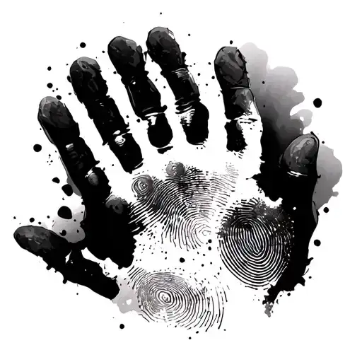 Engulfed Handprint Tattoo With Fingerprints