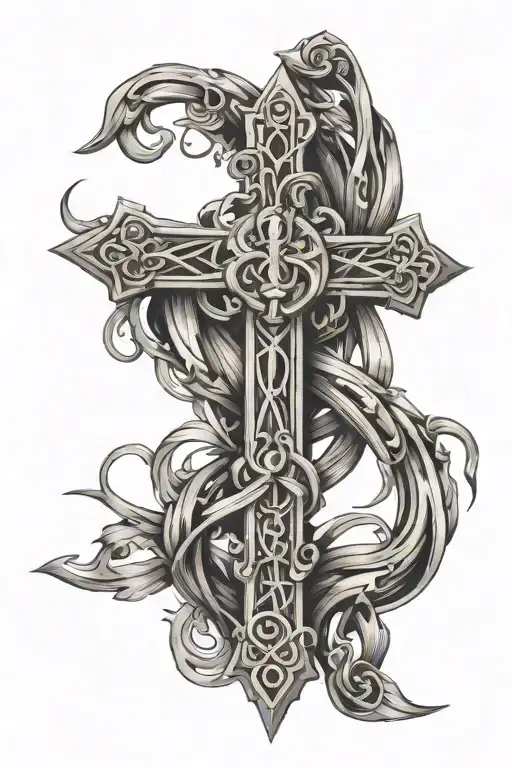 Year Dates And A Cross Intertwined