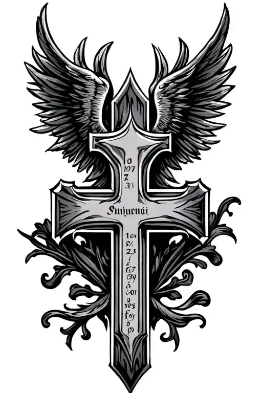 Cross With Two Dates On Either Side Old English
