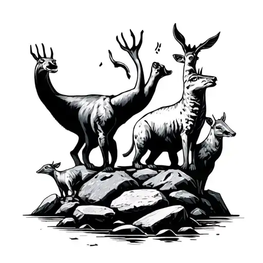 Flipping Off Rocks Surrounded By Animals