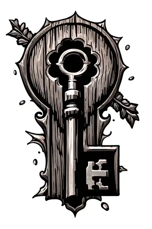 Wooden Key Tattoo Design