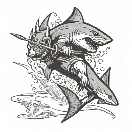 A Shark Jumps Out Of The Water And A Squirrel In Armor Impales It With A Tattoo Spear