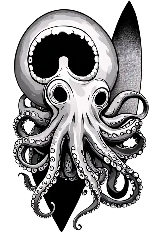 Surfboard And Octopus