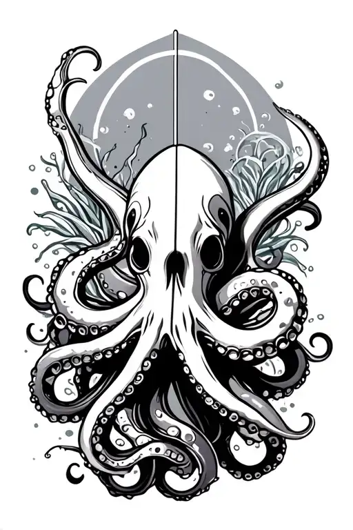 Surfboard And Octopus