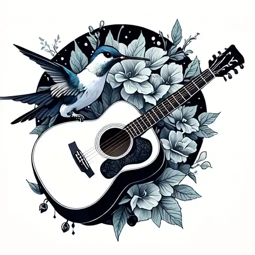 Acoustic Guitar And Hummingbird