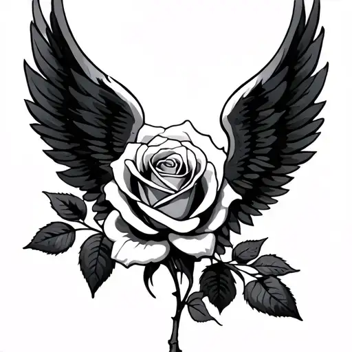 Angle Wings And Rose