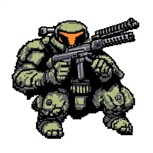 Doomguy Marine Pixel Art Representation