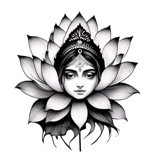Lotus Flower With A Who Is Indian White Girl Disappering Merged Together Symbolizin