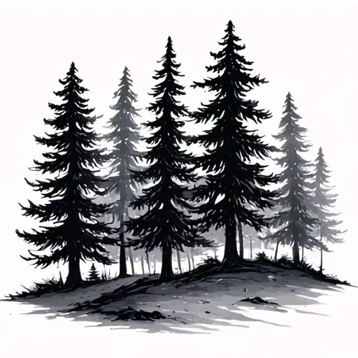 Many Pines At Night