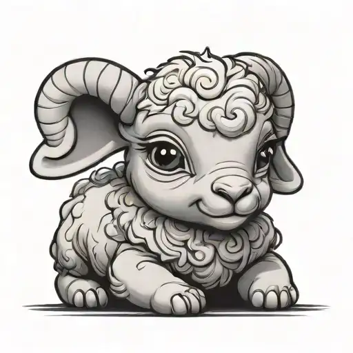 A Cartoon Baby Lamb