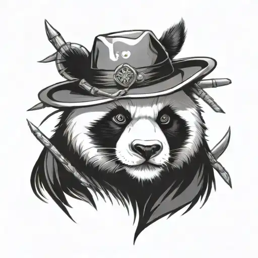 Japanese Panda With Samurai Hat