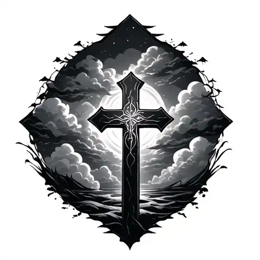 3 Crosses With Clouds