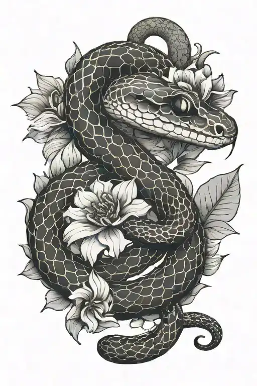 Snake And Flowers