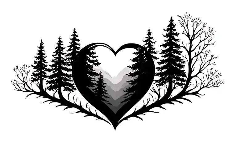 Heart Sourounded By Trees Stylized