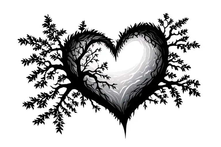 Heart Sourounded By Trees Stylized