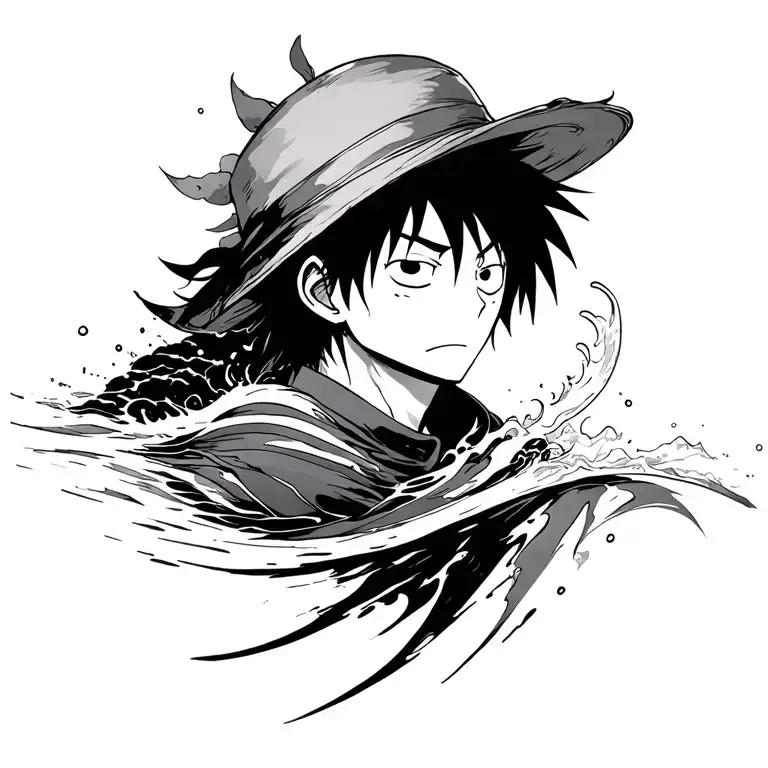 Luffy Nika Abstract Wave Line