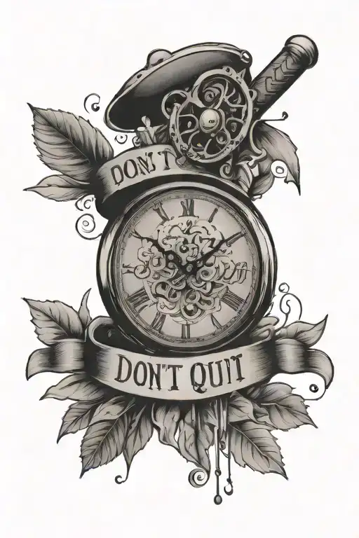 The Hour Galss With The Quote Dont Quit Where Nt And Qu Is Cut