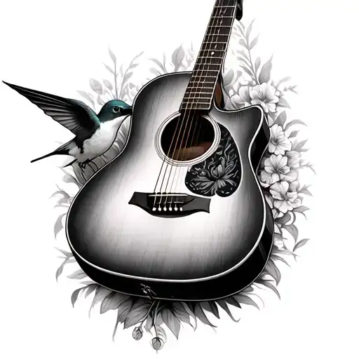 Acoustic Guitar Hummingbird Sitting