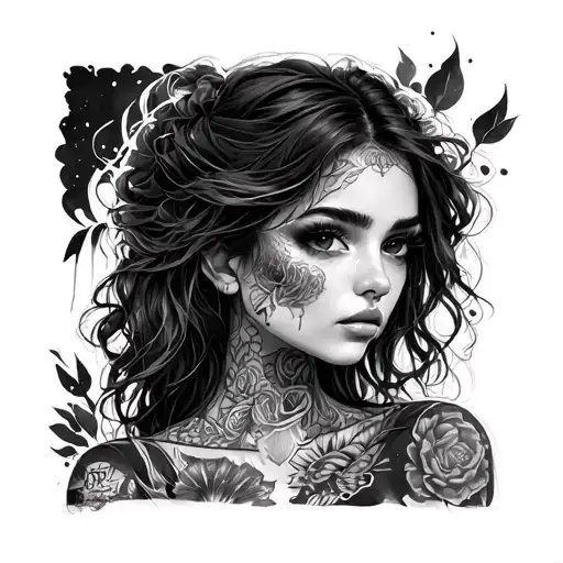 Sketch Of Tattoos Contour Girl