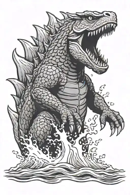 Godzilla Swimming Upstream