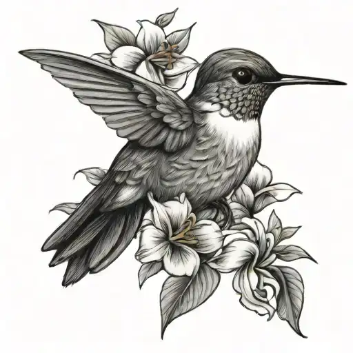 Hummingbird With Flowers