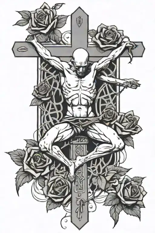 Skinhead Crucified By Capitalists In Roses And Cobwebs In Elements