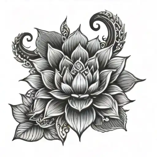 Vishnu Chakra With Lotus Flower Blooming