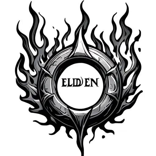 Elden Ring Logo Surrounded By Flames