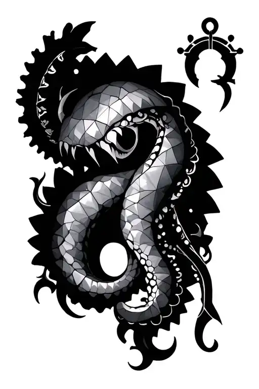 Geometric Nautical Back Tentacle
