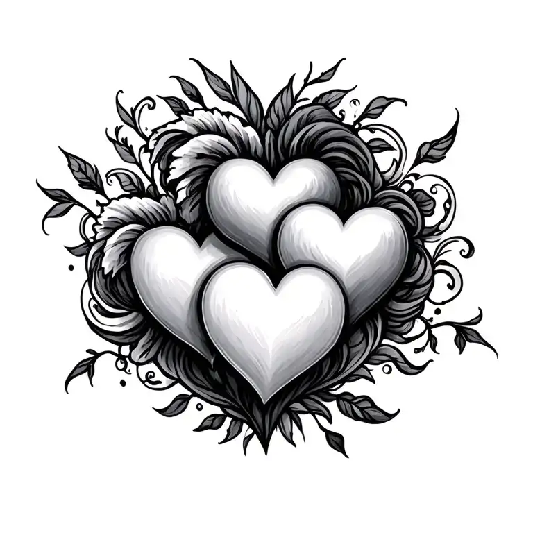 3 Hearts With Years Fine Line