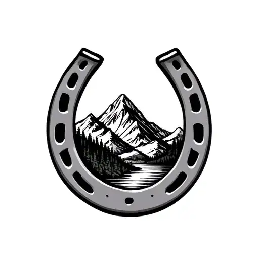 Horseshoe With Mountain Landscape