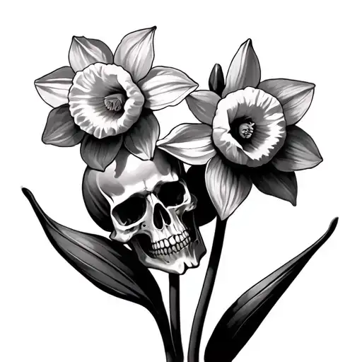 Daffodils With Skulls Black And White