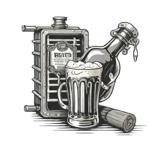 Beer And Whisky Bottle Behind Bars