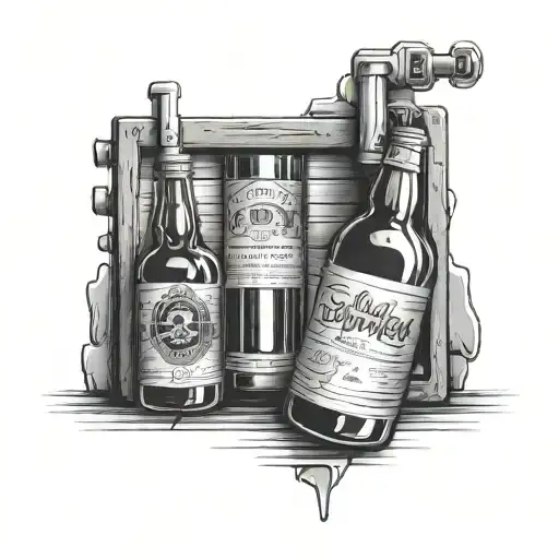 Beer And Whisky Bottle In A Jail Cell