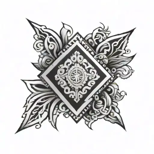 Biblical Patch Work Sleeve Tattoo With Geometric Background Design