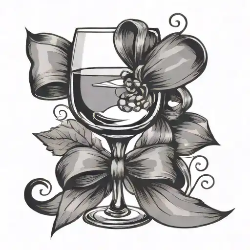 Minimalist Style Wine Glass And Bow