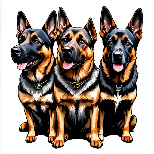 Funny Police Dog Three Amigos 2 Malinois One German Shepherd