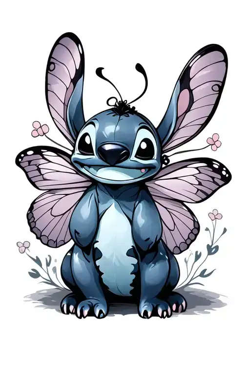 Lilo Stitch With Butterfly Semi Colon Butterfly Made
