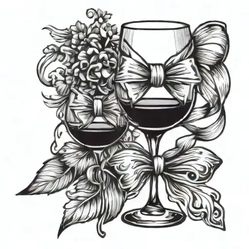 Wine Glass And Bow Very Minimalist Style