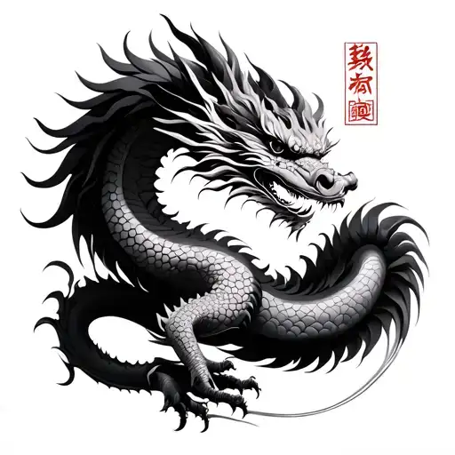 Year Of The Dragon Chinese Dotwork Realism