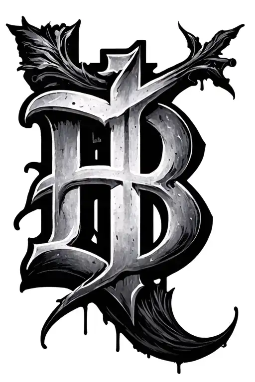 A Large B With A Faded Cross Behind It
