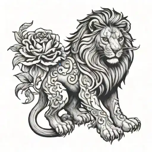 Lion With Flower And Martial Arts