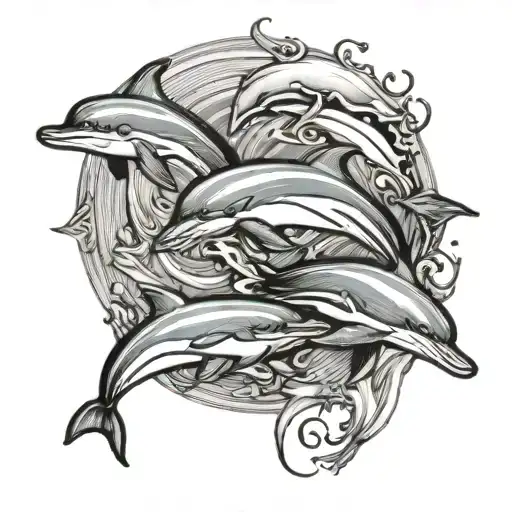 Dolphins Forming A Cancer Ribbion