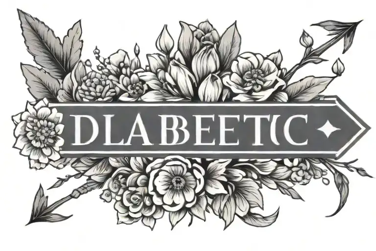 Small Arrow Surrounded With Flowers That Says Type 1 Diabetic