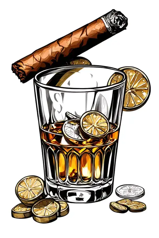 Casino With Cigar And Whiskey Glass
