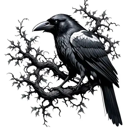 Raven Wing Spread In Between Vines Wrapped